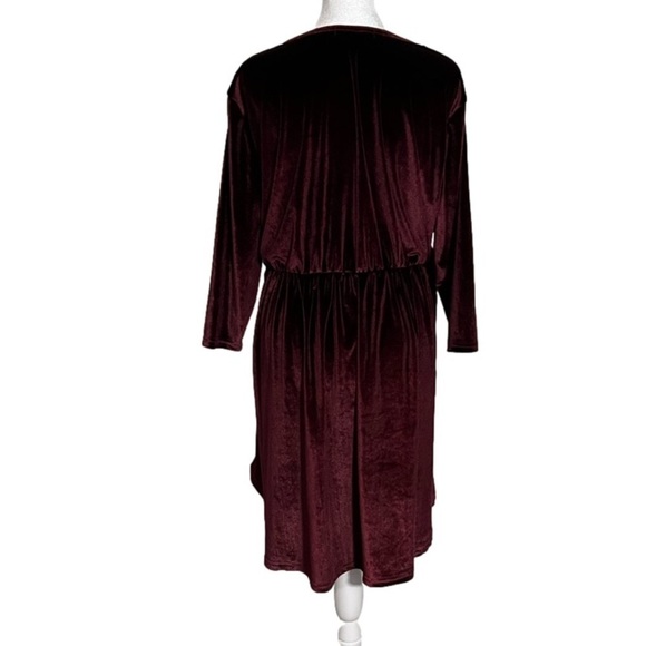Amaryllis Burgundy 3/4 Sleeve Polyester Women’s Dress (Sz XL) - Picture 4 of 12